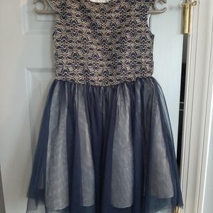 Girls Mia & Miami Navy & Gold dress